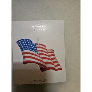 2019 Wave Proudly Glass American Flag Hallmark Ornament USA
